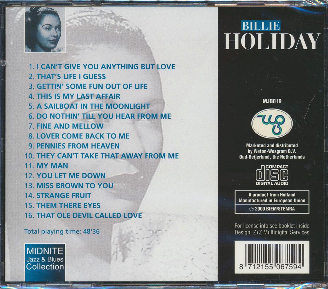 Billie Holiday - Angel Of Harlem [New CD]