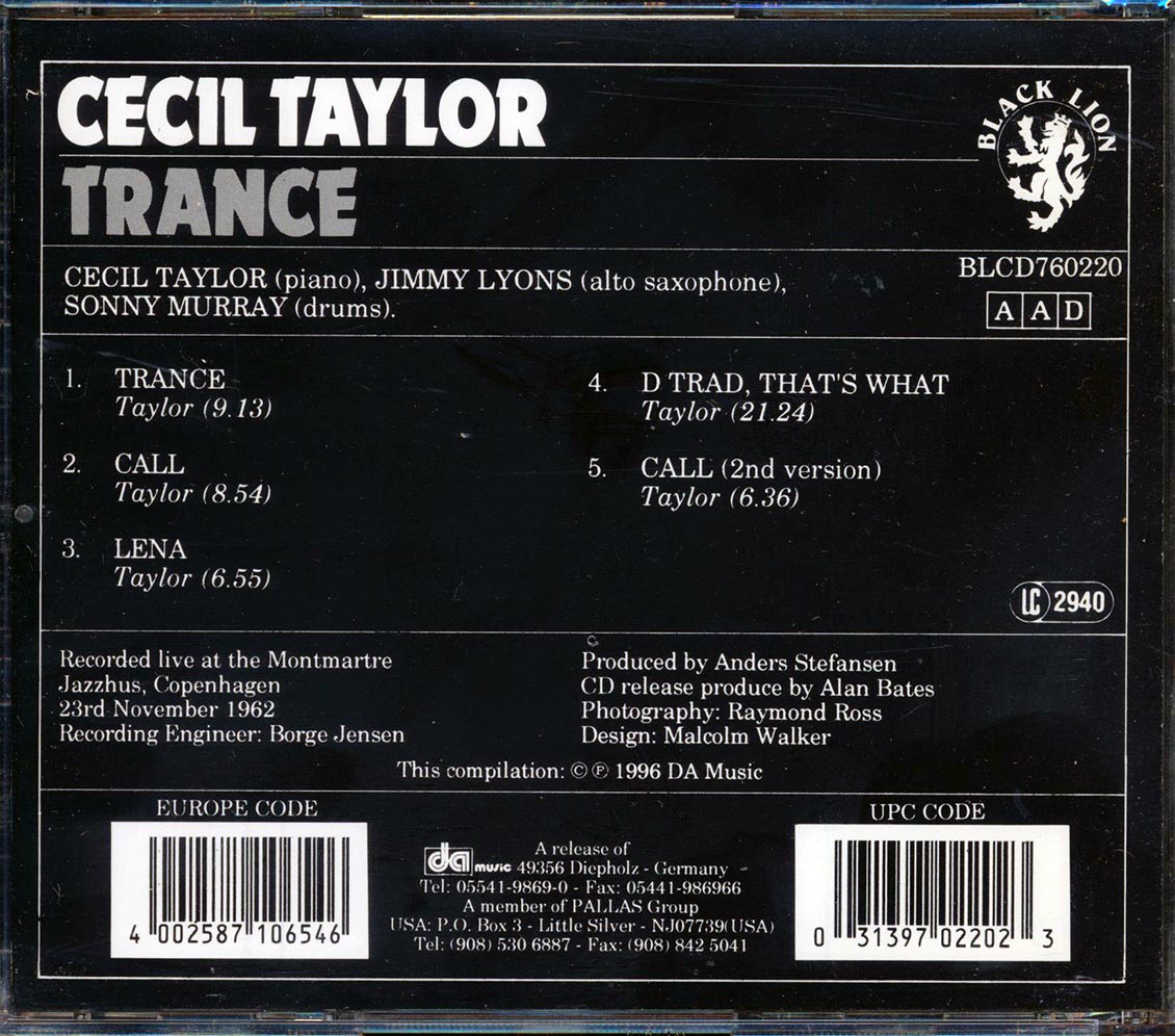 Cecil Taylor - Trance [New CD]