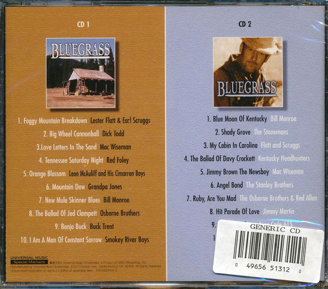 Bill Monroe, Smokey River Boys, Red Foley, Grandpa Jones, Etc. - Bluegrass (20 tracks) (2xCD) [New CD]