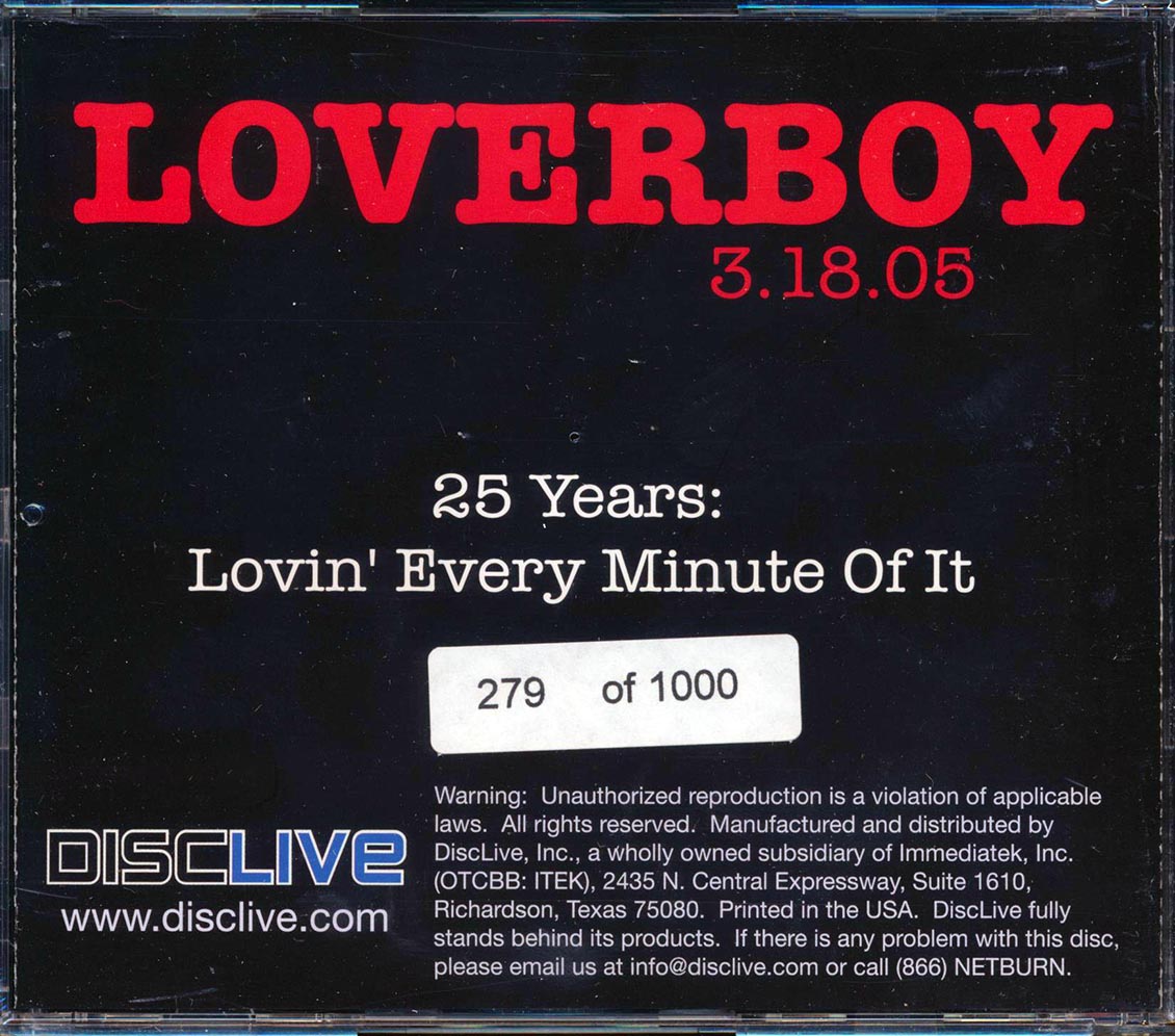 Loverboy - Live In Dallas, Texas, 3.18.05 (numbered ltd.ed.) (2xCD) [New CD]