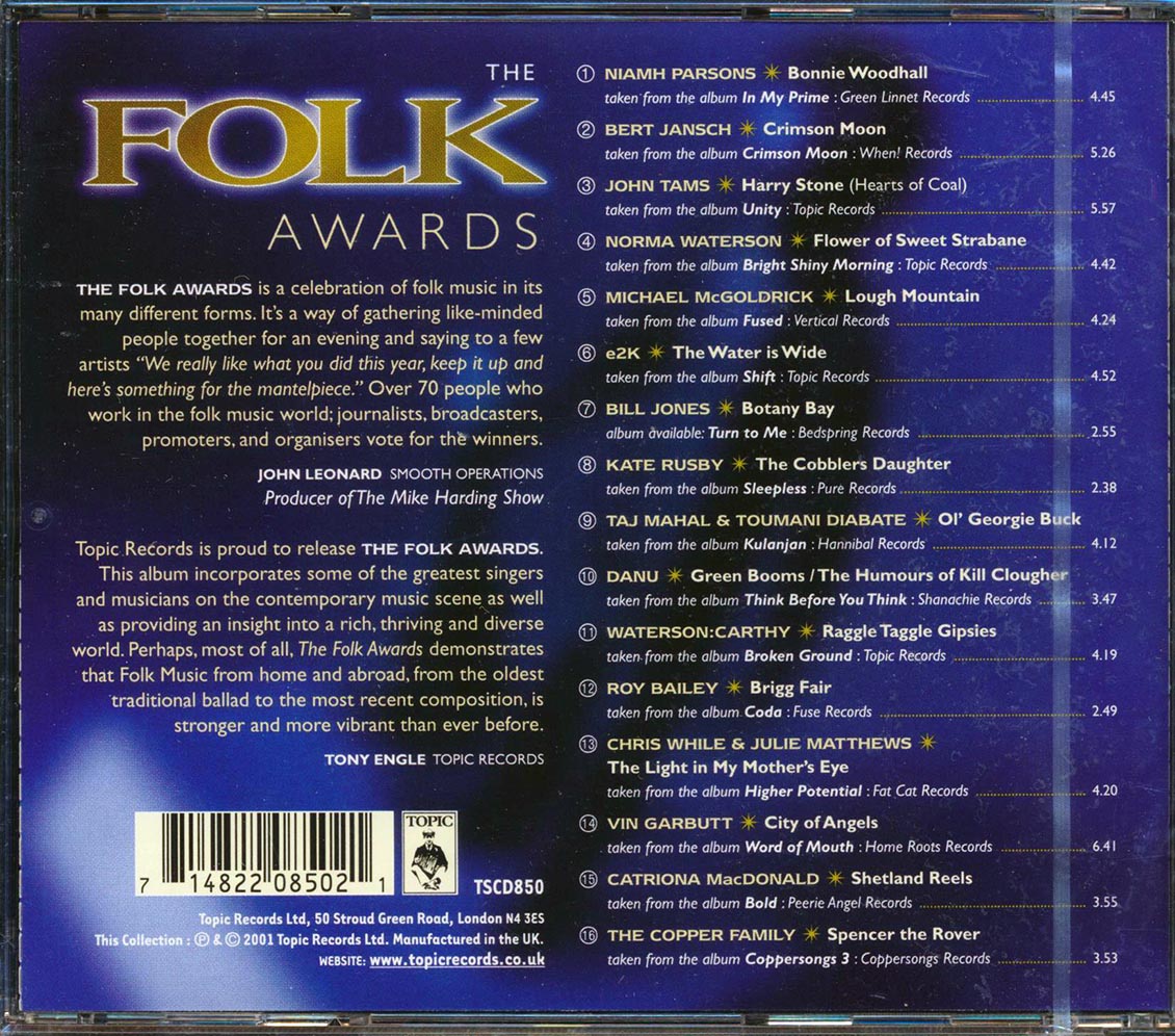 Bert Jansch, Taj Mahal, John Tams, Niamh Parsons, Etc. - The Folk Awards [New CD]
