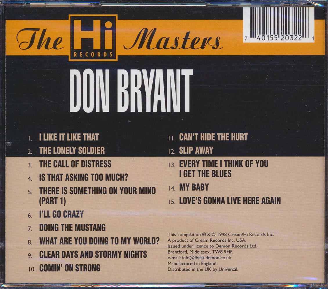 Don Bryant - The Hi Records Masters [New CD]