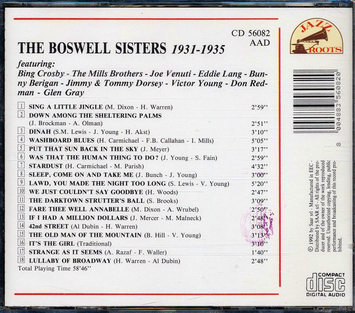 The Boswell Sisters - 1931-1935 [New CD]