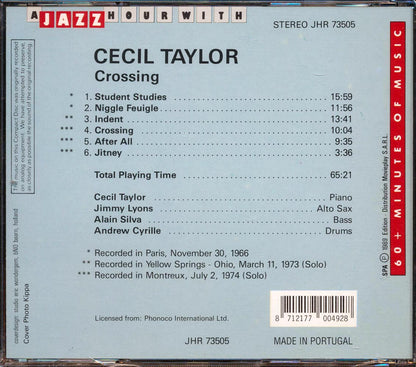 Cecil Taylor - Crossing: A Jazz Hour With Cecil Taylor [New CD]