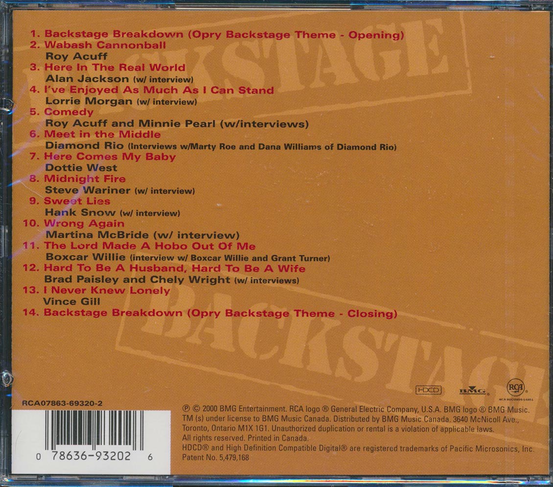 Roy Acuff, Hank Snow, Boxcar Willie, Etc. - Bill Anderson Hosts Backstage At The Grand Ole Opry [New CD]
