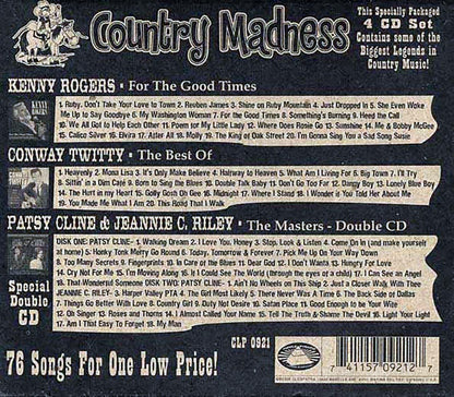 Kenny Rogers, Patsy Cline, Jeannie C Riley, Conway Twitty  - Country Madness (76 tracks) (4xCD) (box set) [New CD]
