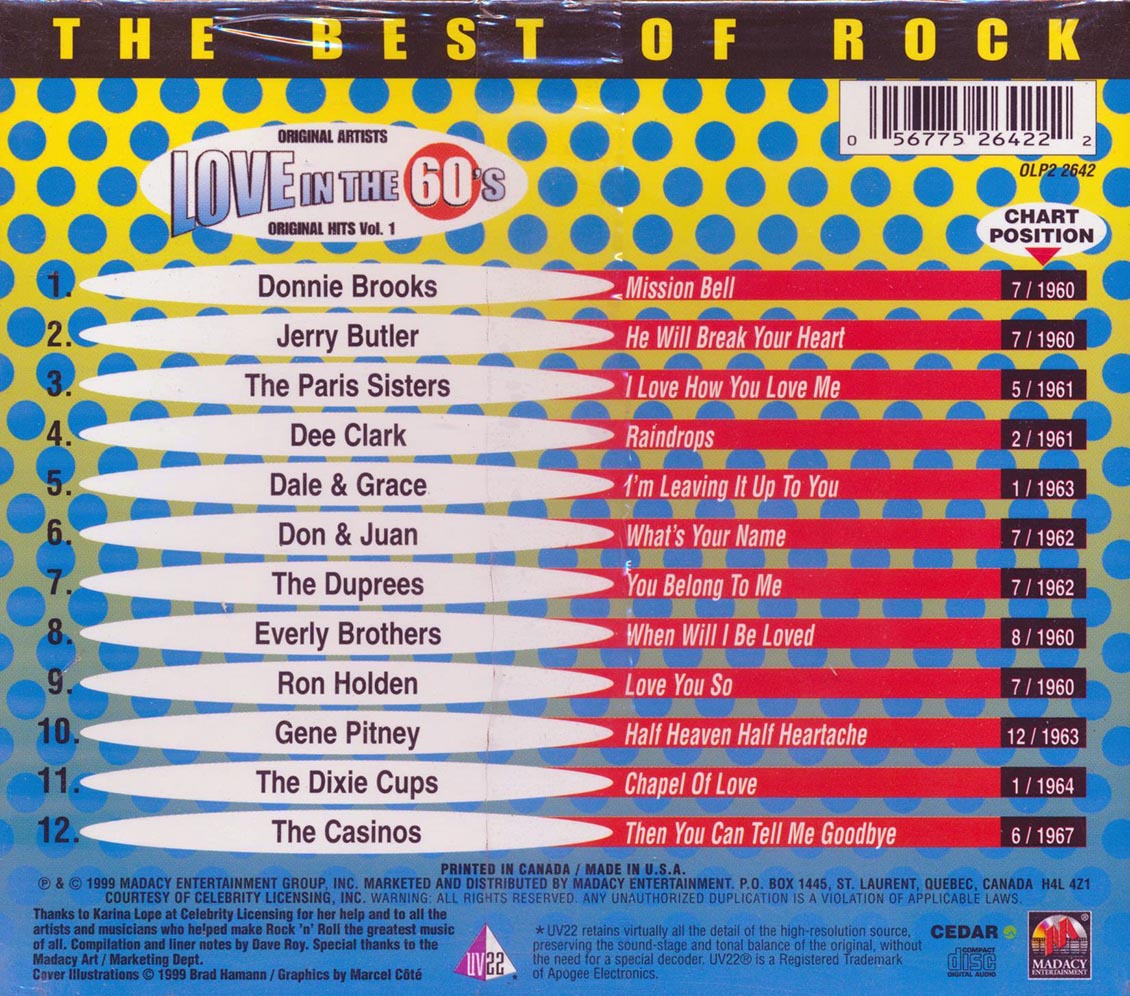 The Everly Brothers, Gene Pitney, Jerry Butler, Etc. - Love In The 60's: The Best Of Rock [New CD]