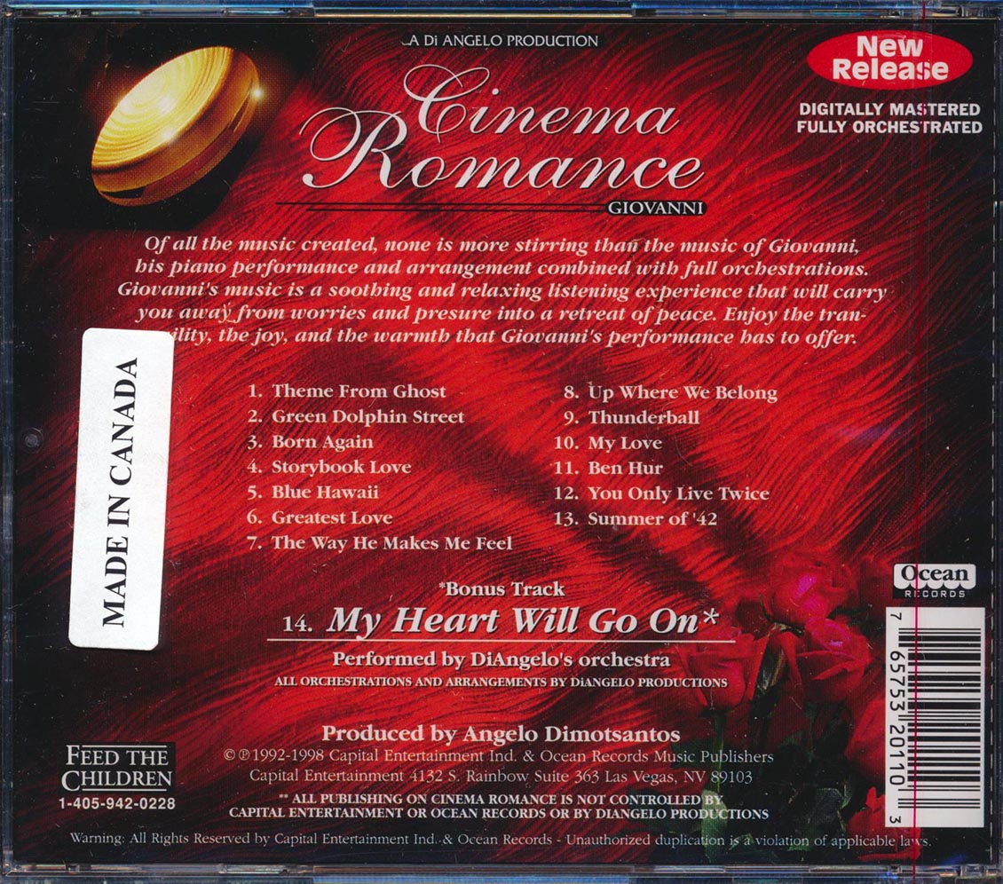 Giovanni Marradi - Cinema Romance [New CD]