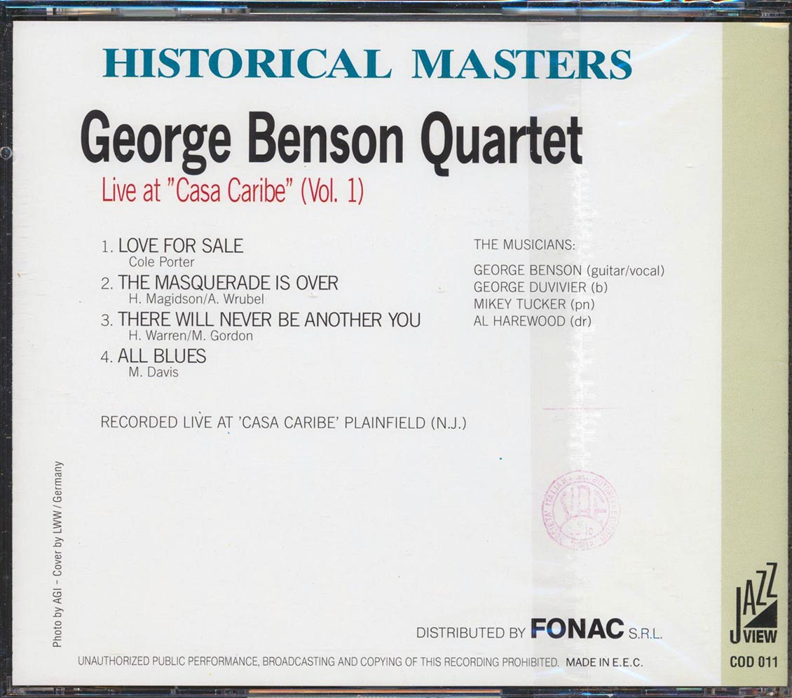 George Benson Quartet - Live At Casa Caribe Volume 1 [New CD]