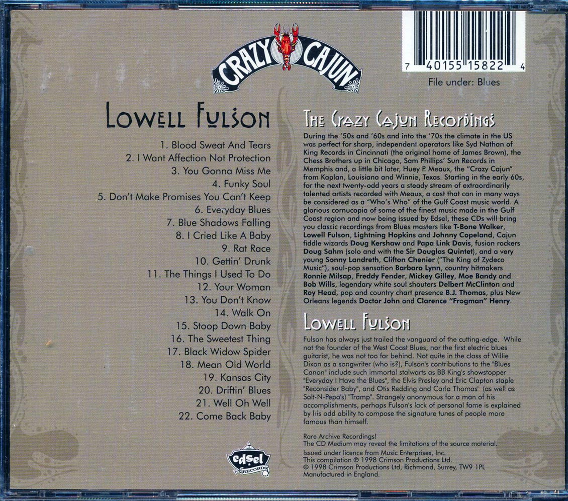 Lowell Fulson - Crazy Cajun Recordings (22 tracks) [New CD]
