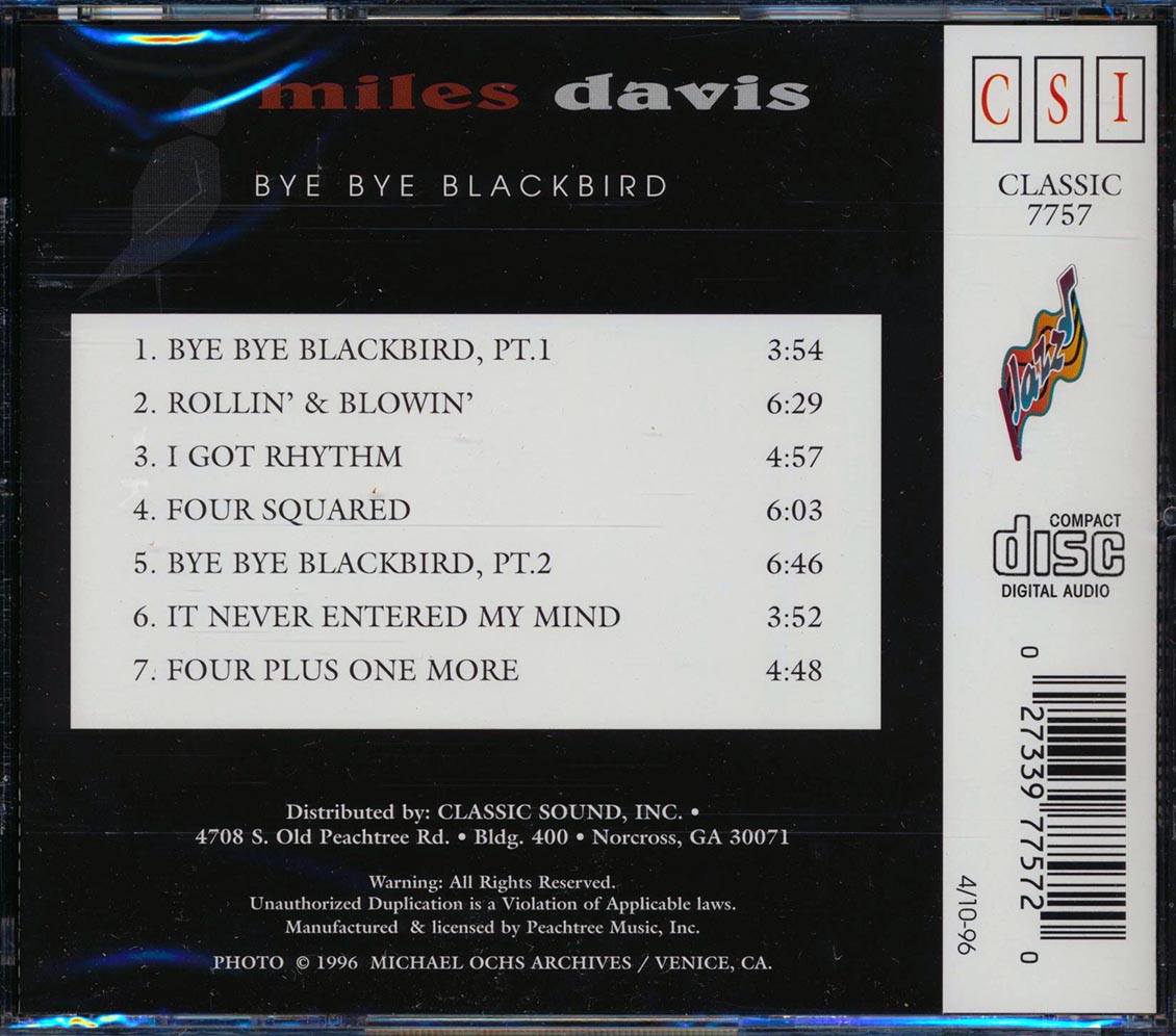 Miles Davis - Bye Bye Blackbird [New CD]