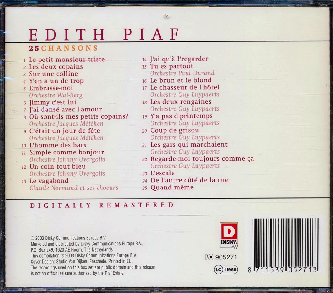Edith Piaf - 25 Chansons (remastered) [New CD]