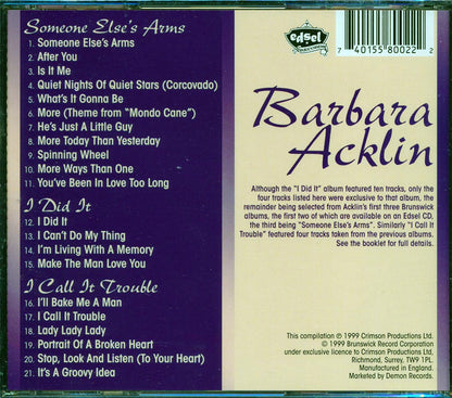 Barbara Acklin - Someone Else's Arms + I Did It + I Call It Trouble (21 tracks) [New CD]