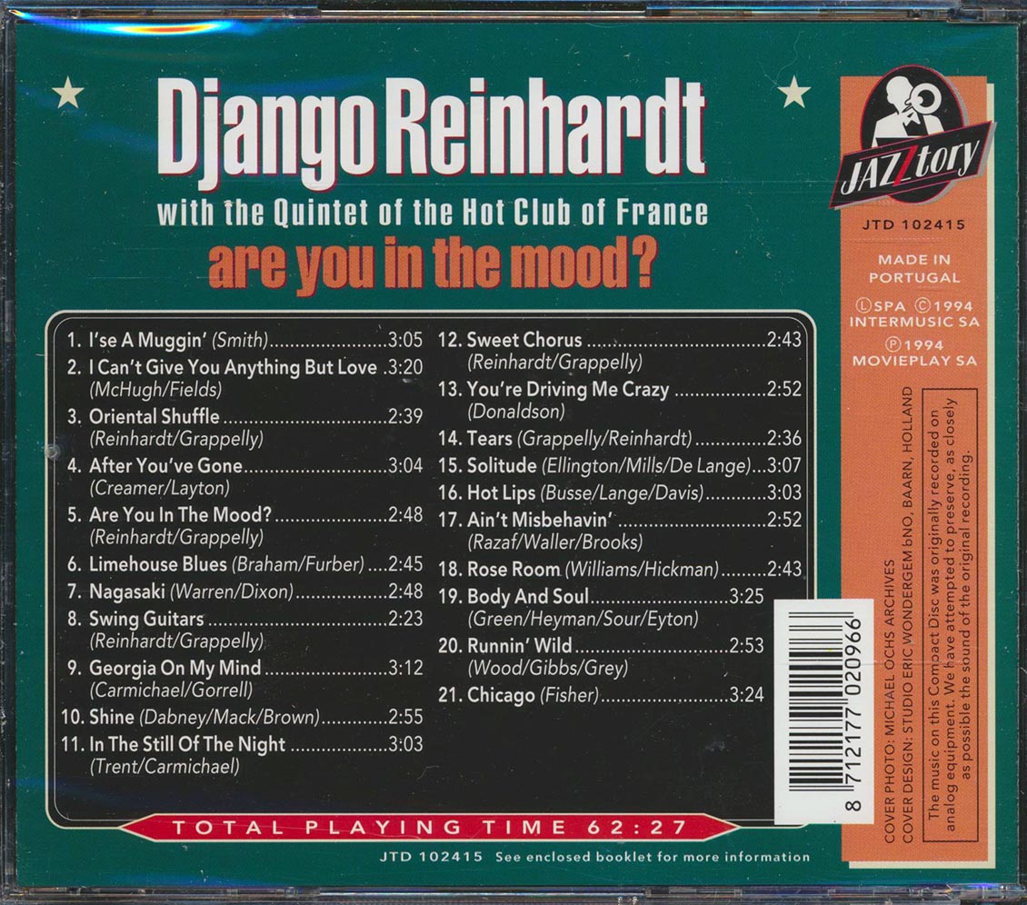 Django Reinhardt - Are You In The Mood? Django Reinhardt With The Quintet Of The Hot Club Of France (21 tracks) [New CD]