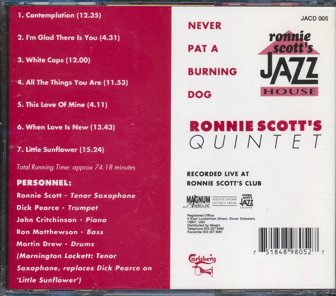 Ronnie Scott Quintet - Never Pat A Burning Dog: Live At Ronnie Scott's Club [New CD]