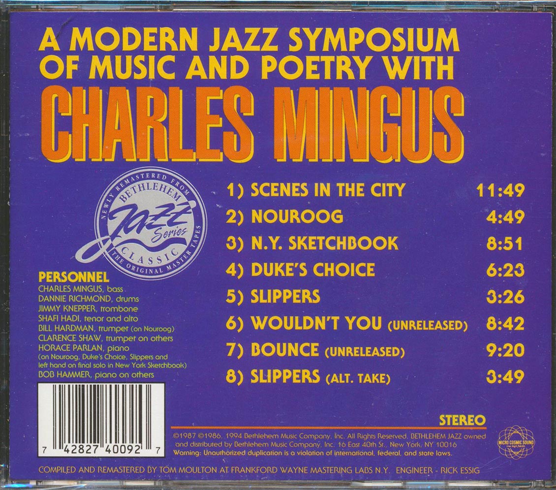 Charles Mingus - A Modern Jazz Symposium Of Music And Poetry With Charles Mingus [New CD]