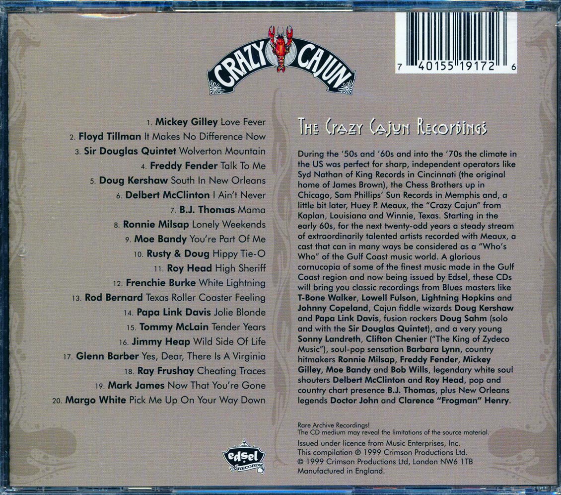 Freddy Fender, Ronnie Milsap, Floyd Tillman, Etc. - Choice Appetizers: The Crazy Cajun Country Sampler (20 tracks) [New CD]