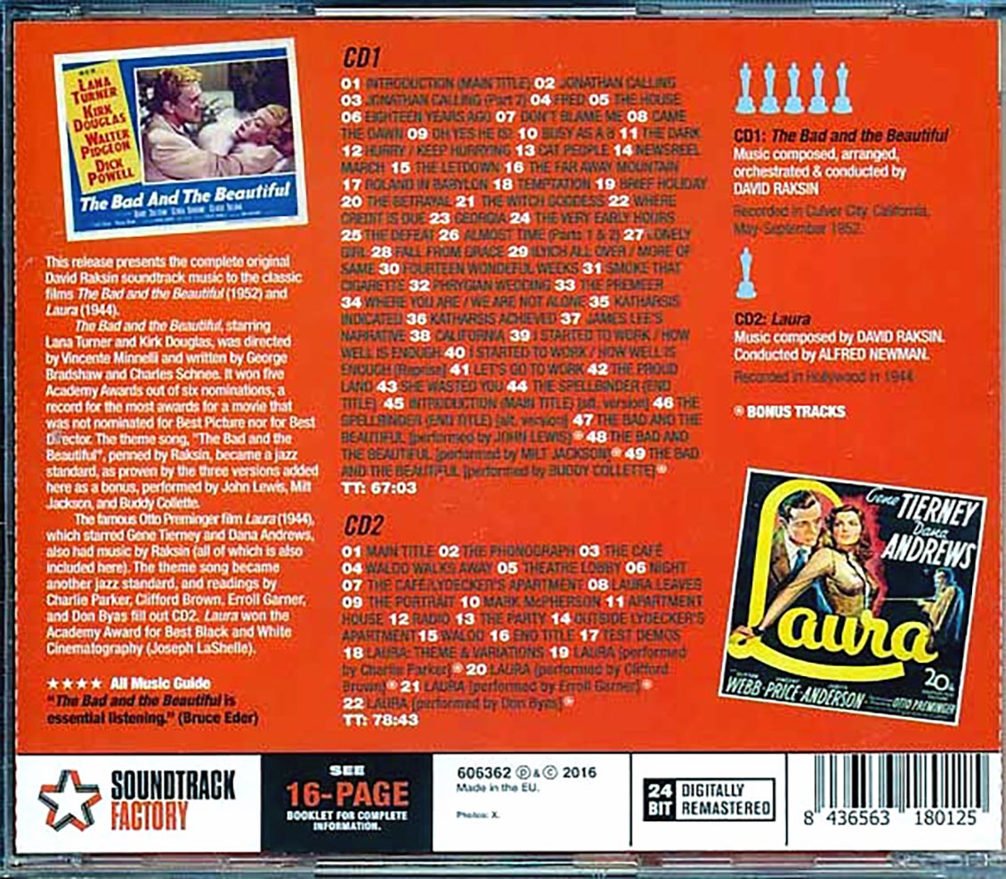 Various - The Bad And The Beautiful Original Motion Picture Soundtrack + Laura Original Motion Picture Soundtrack (ltd. ed.) (2xCD) (incl. large booklet) (remastered) [New CD]