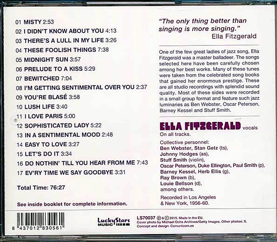 Ella Fitzgerald - Ella Fitzgerald Sings Ballads For Lovers [New CD]