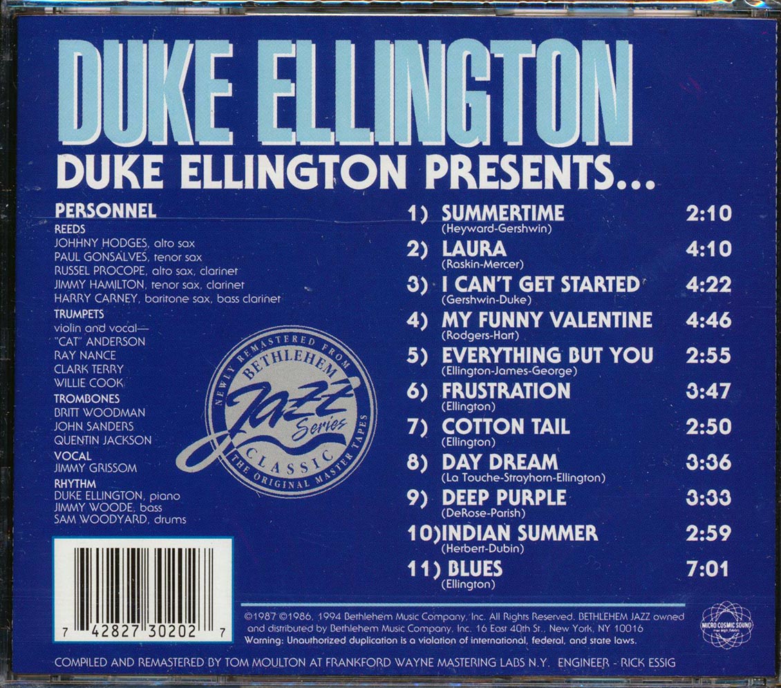 Duke Ellington - Duke Ellington Presents [New CD]