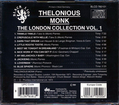Thelonious Monk - The London Collection Volume 1 [New CD]