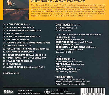 Chet Baker, Bill Evans - Alone Together (ltd. ed.) (remastered) [New CD]