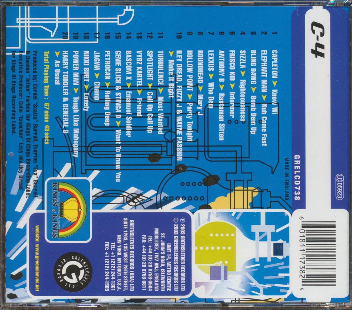 Capleton, Sizzla, Anthony B, Etc. - Greensleeves Rhythm Album 38: C-4 (rhythm: "C-4") (promo) (20 tracks) [New CD]