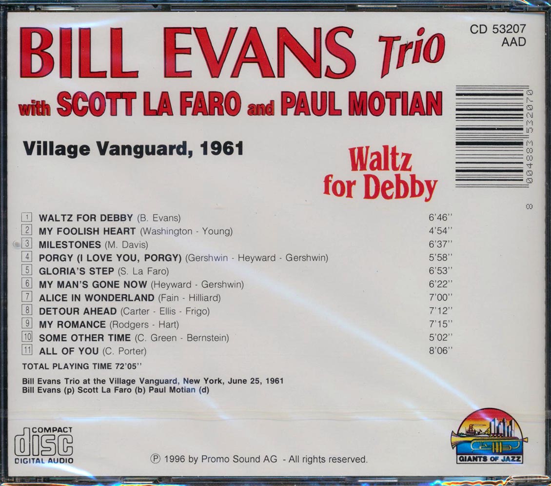 Bill Evans Trio - Waltz For Debbie: Village Vanguard, 1961 [New CD]