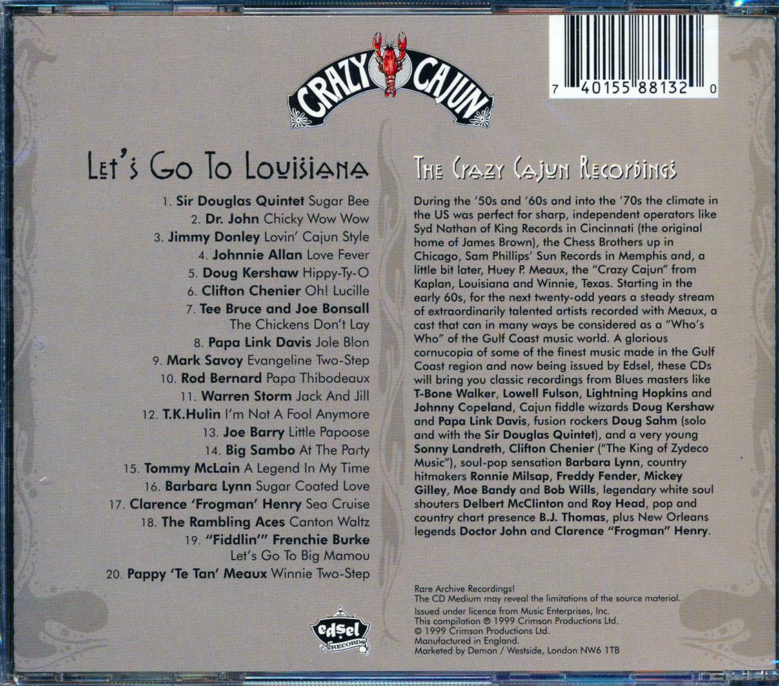 Sir Douglas Quintet, Dr. John, Jimmy Donley, Etc. - Let's Go To Louisiana: The Crazy Cajun Recordings (20 tracks) [New CD]