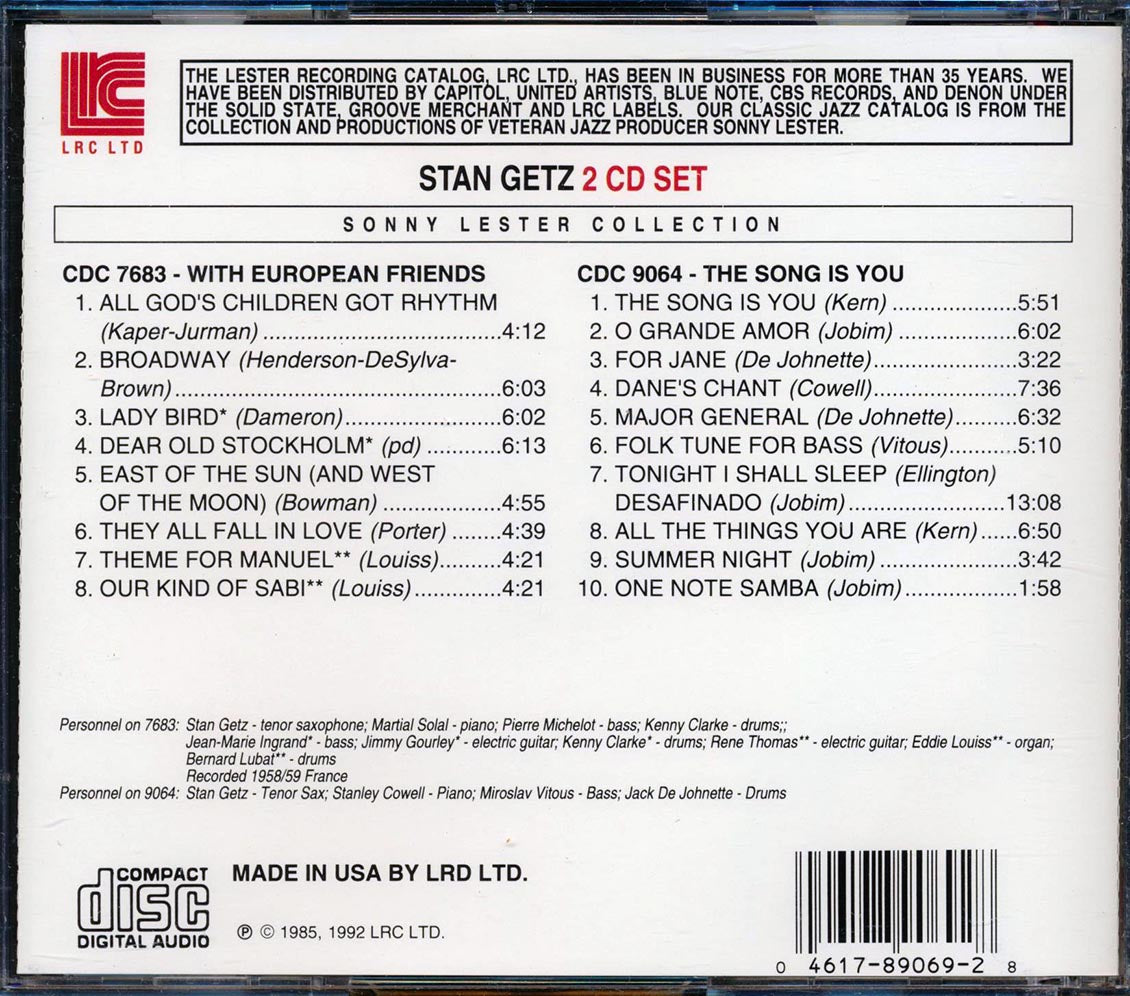 Stan Getz - With European Friends + The Song Is You (2xCD) [New CD]