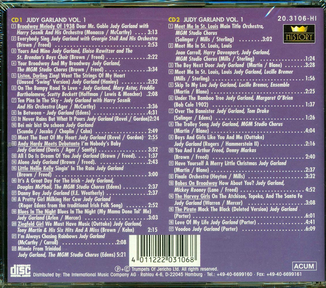 Judy Garland - The Sound Of The Movies Volume 1 (39 tracks) (2xCD) [New CD]
