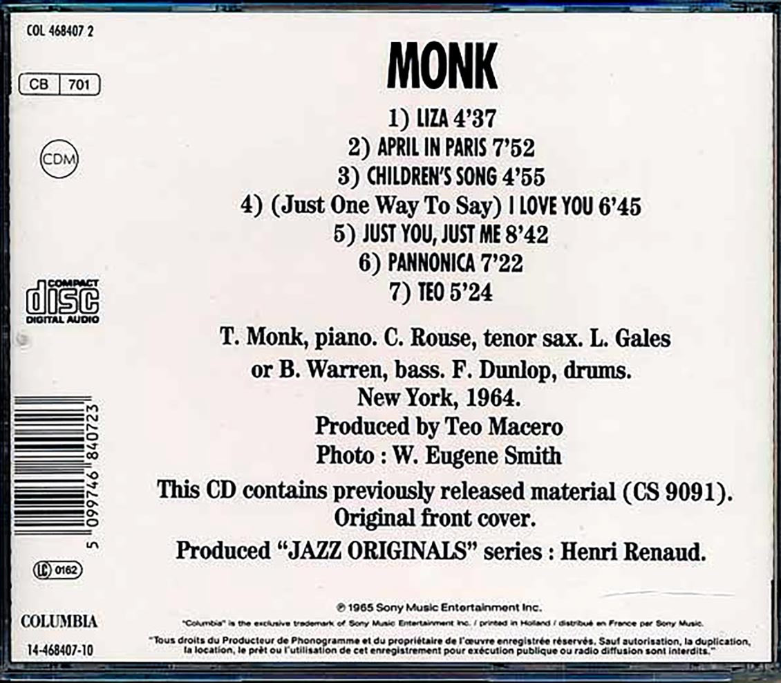 Thelonious Monk - Monk [New CD]