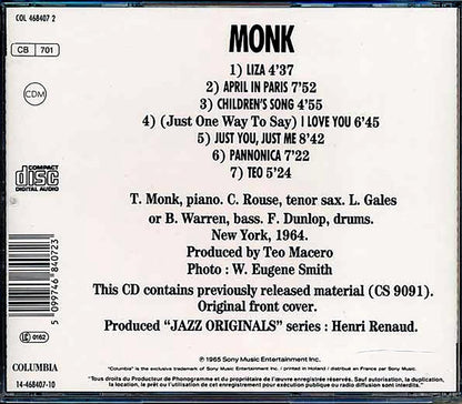 Thelonious Monk - Monk [New CD]
