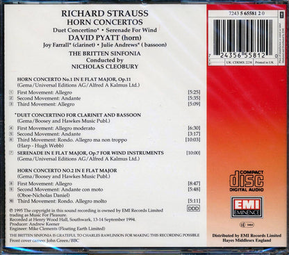Richard Strauss, David Pyatt, Joy Farrall, Julie Andrews, The Britten Sinfonia, Nicholas Cleobury - Horn Concertos / Duett Concertino / Serenade For Wind [New CD]