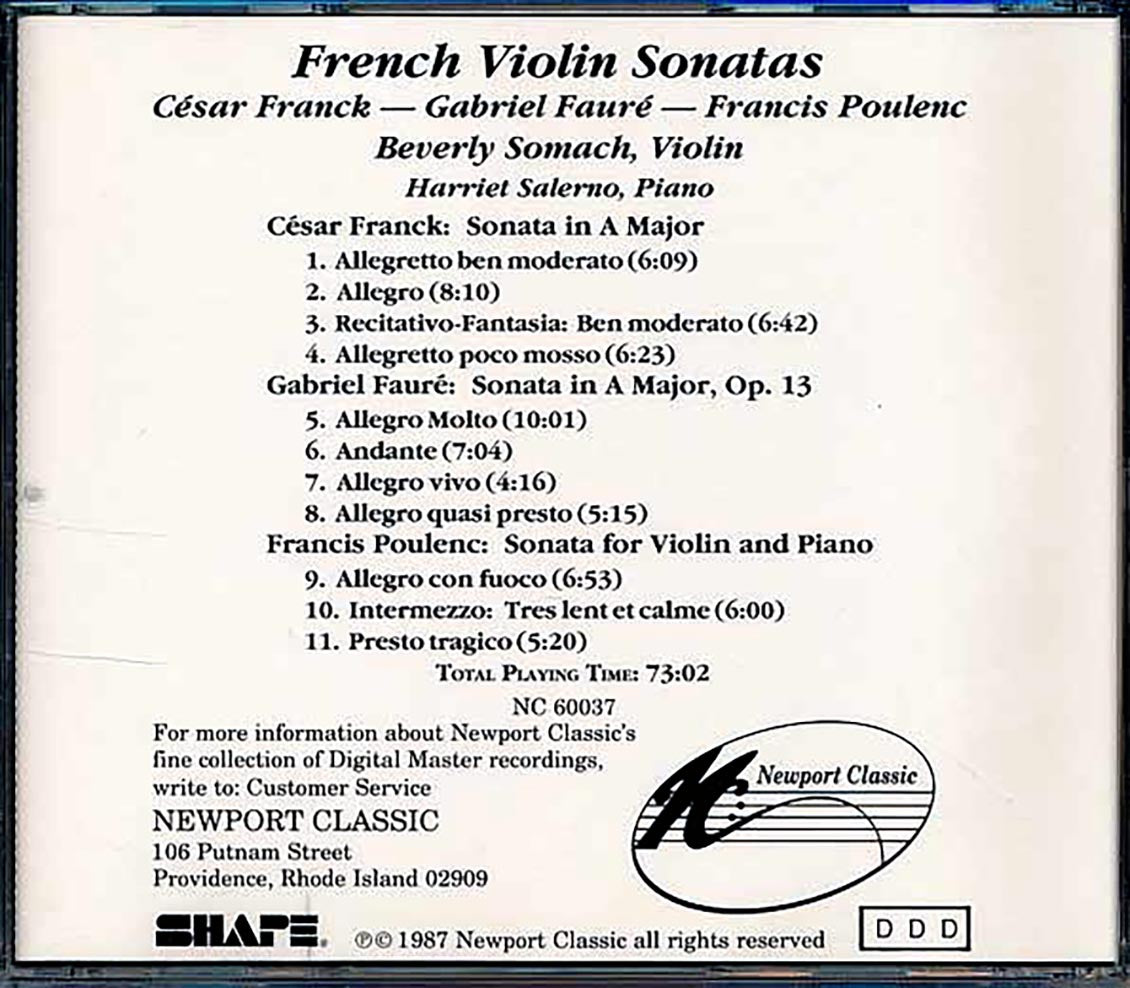 Franck, Faure, Poulenc - Violin Sonatas [New CD]