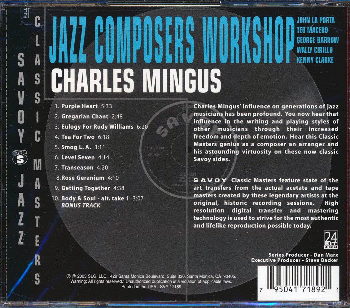 Charles Mingus - Jazz Composers Workshop [New CD]