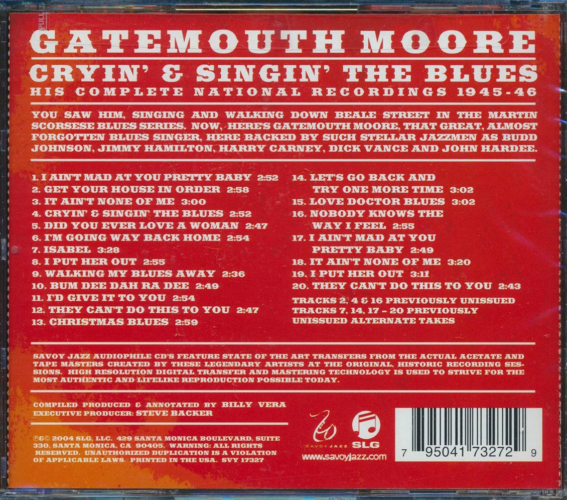 Gatemouth Moore - Cryin' And Singin' The Blues (20 tracks) [New CD]