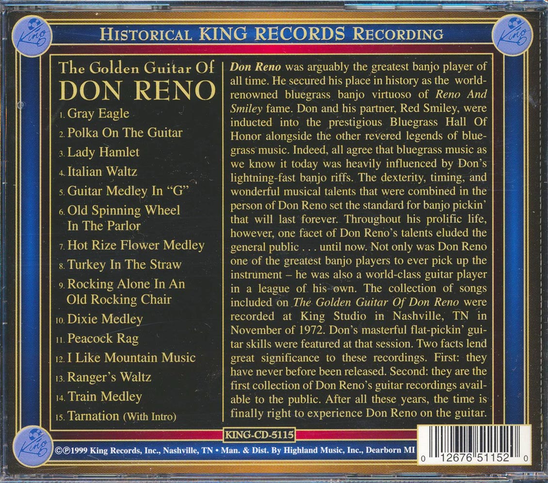 Don Reno - The Golden Guitar Of Don Reno [New CD]
