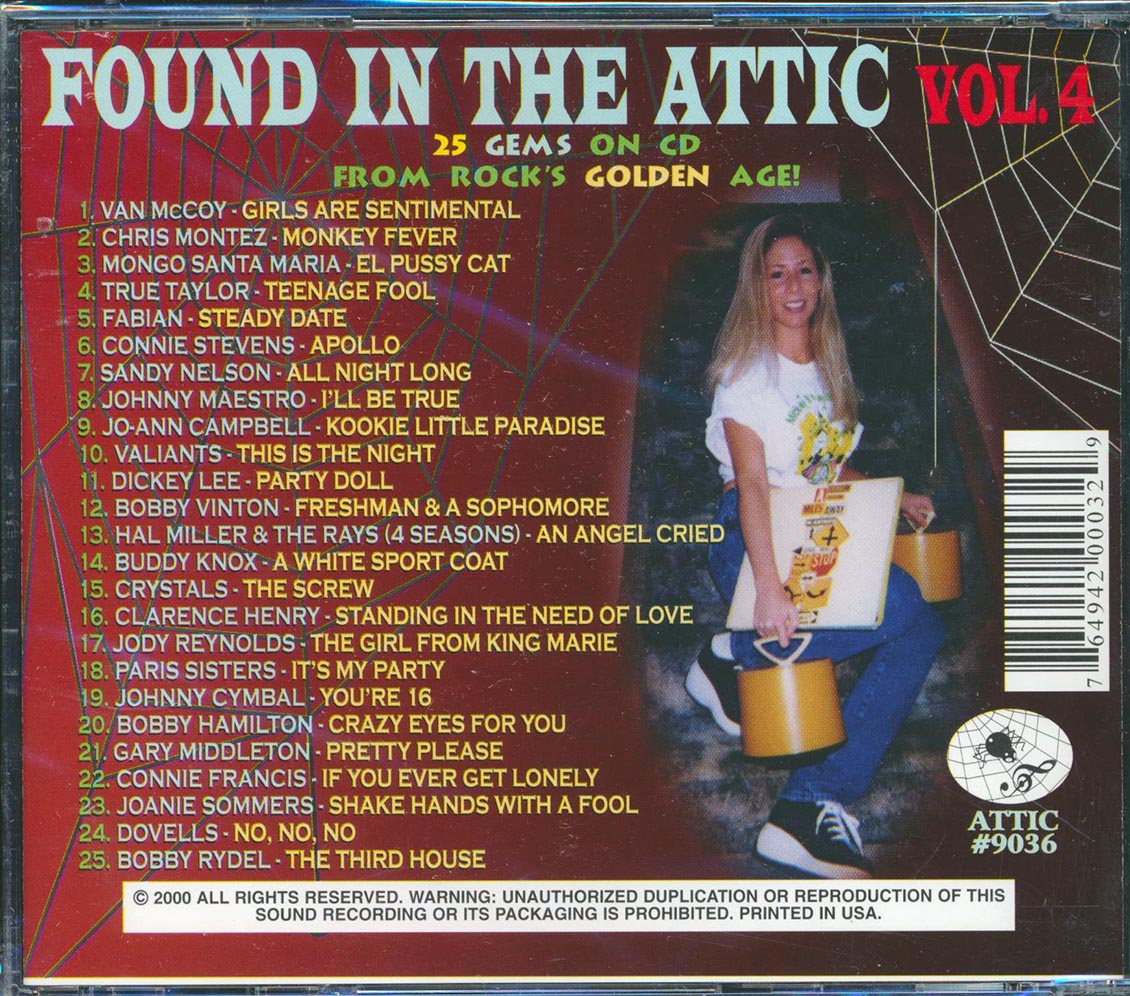 Van McCoy, Chris Montez, Mongo Santa Maria, Fabian, Etc. - Found In The Attic Volume 4: 25 Gems From Rock's Golden Age! (25 tracks) [New CD]