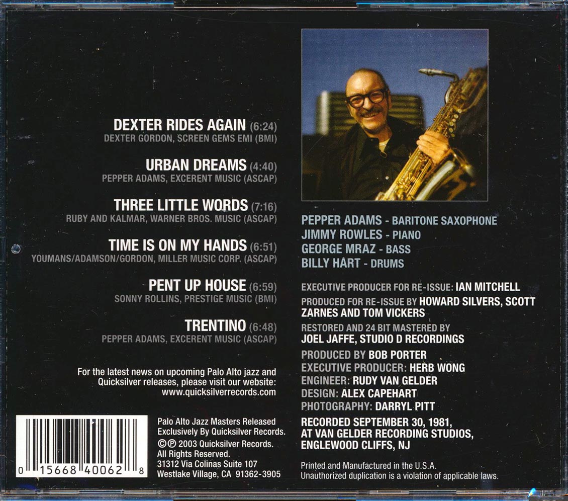 Pepper Adams - Urban Dreams [New CD]