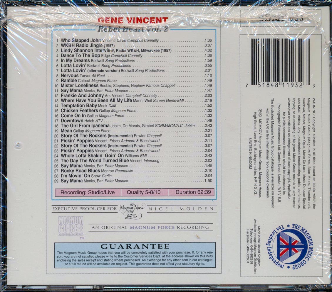 Gene Vincent - Rebel Heart Volume 2 [New CD]