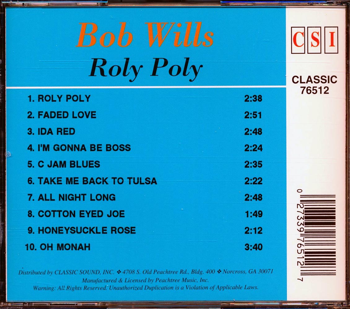 Bob Wills - Roly Poly [New CD]