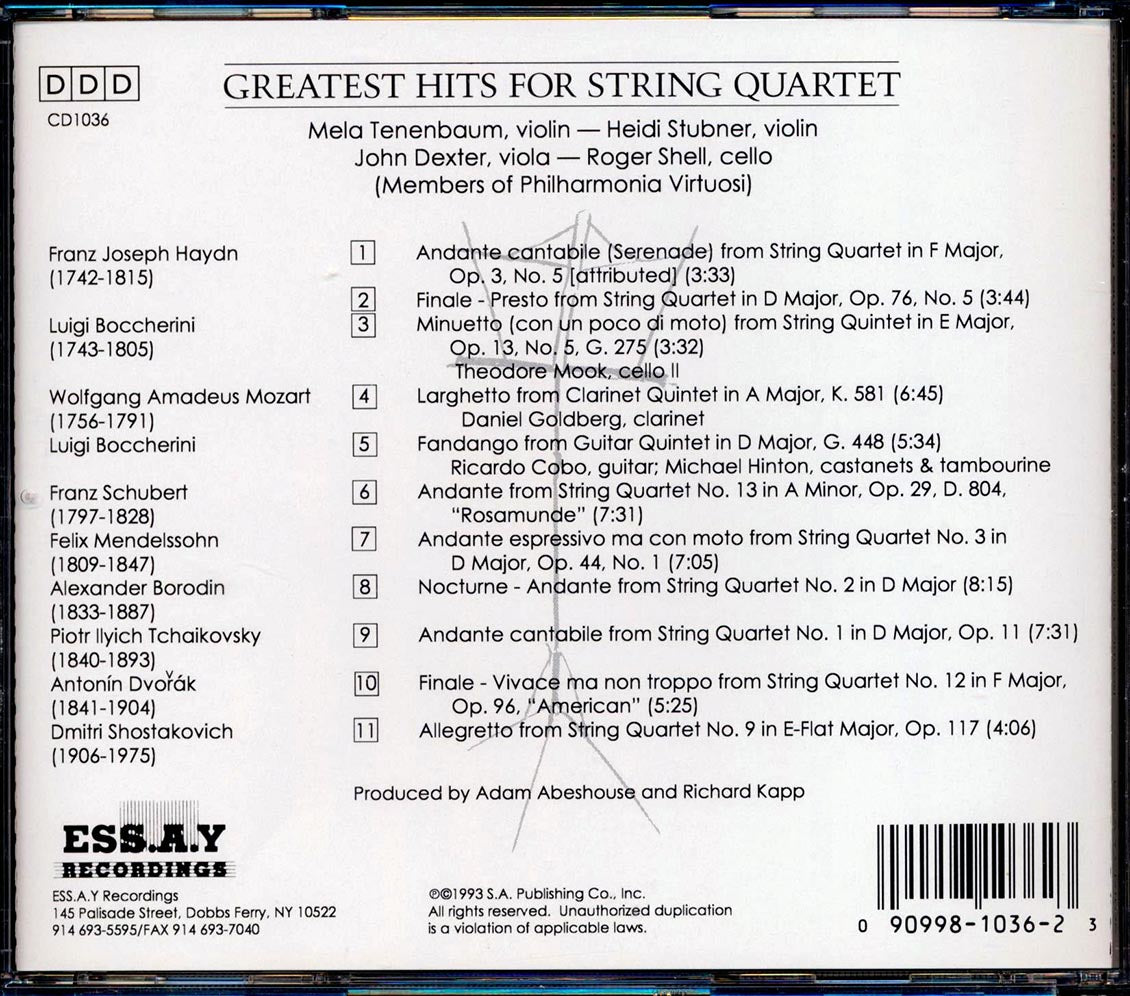 Various - Greatest Hits For String Quartet: Members Of Philharmonia Virtuosi [New CD]