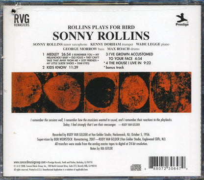 Sonny Rollins - Rollins Plays For Bird [New CD]