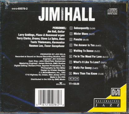 Jim Hall - Subsequently [New CD]