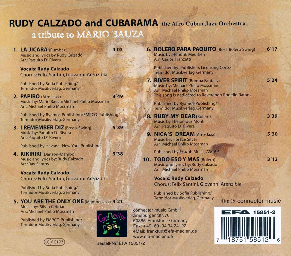 Rudy Calzado & Cubarama - A Tribute To Mario Bauza, Featuring Paquito D' Rivera (The Afro Cuban Jazz Orchestra) [New CD]