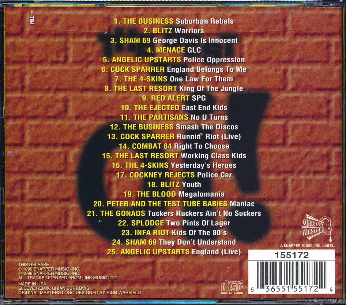Sham 69, The Business, Blitz, Red Alert, Angelic Upstarts, Etc. - The Best Of Oi!: 25 Brickwall Punk Classics [New CD]