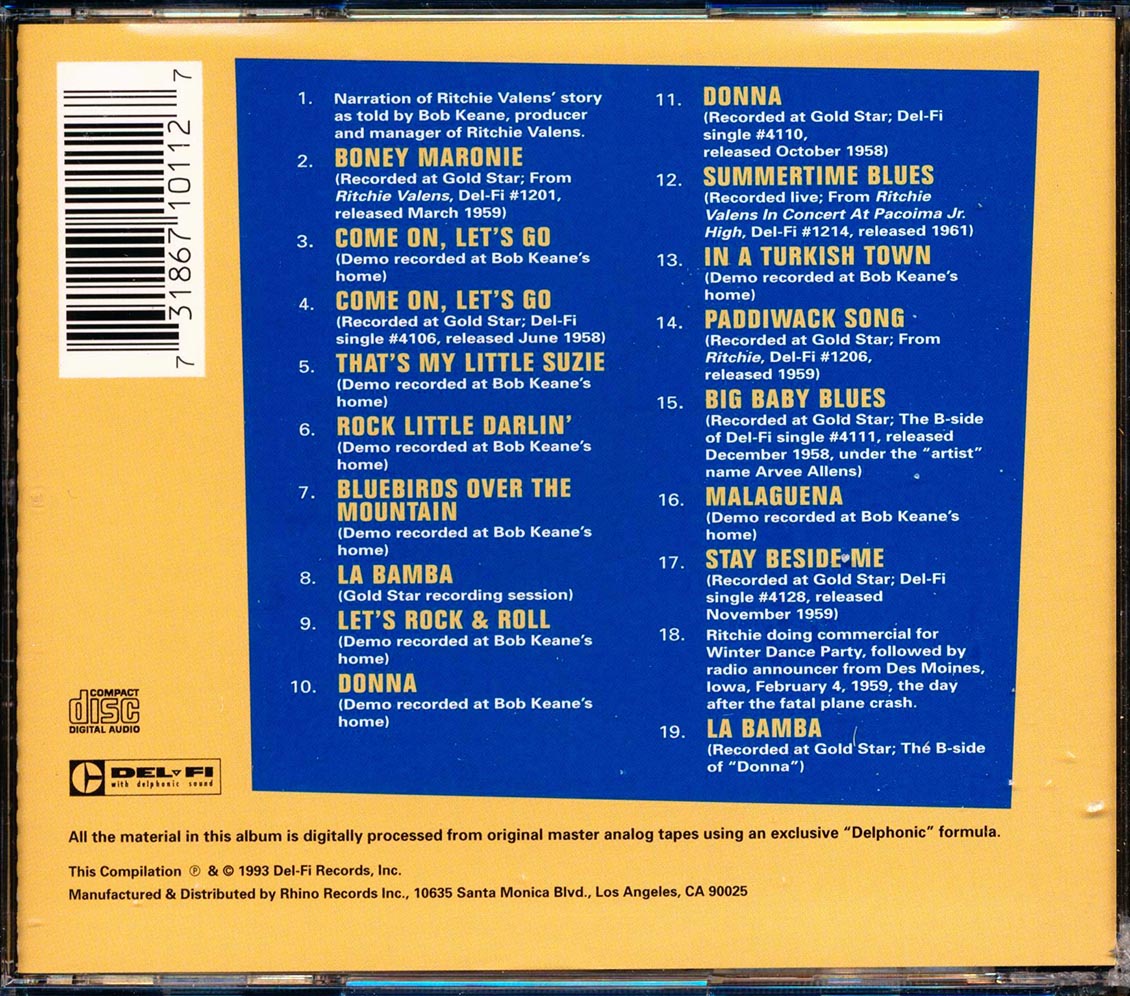 Ritchie Valens - The Ritchie Valens Story: Hits, Unreleased Demos, Photos, And Richie's Story As Told By Producer Bob Keane [New CD]