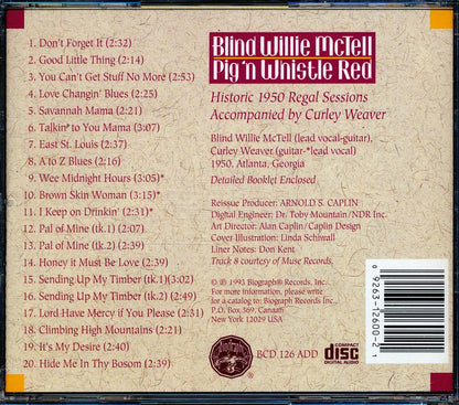 Blind Willie McTell - Pig 'n Whistle Red (20 tracks) (incl. large booklet) [New CD]