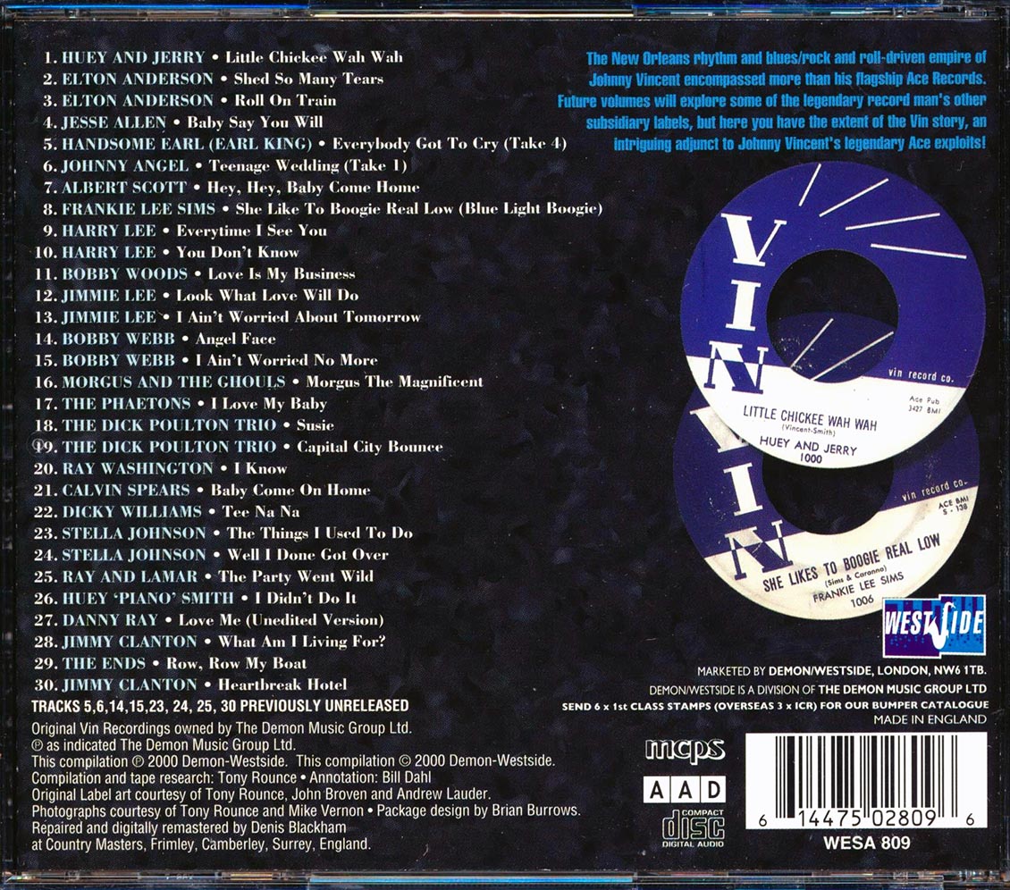 Earl King, Huey Piano Smith, Albert Scott, Jimmy Lee, Bobby Webb, Etc. - The VIN Story: New Orleans Rock 'n' Roll, R&B And Blues 1958-1961 [New CD]